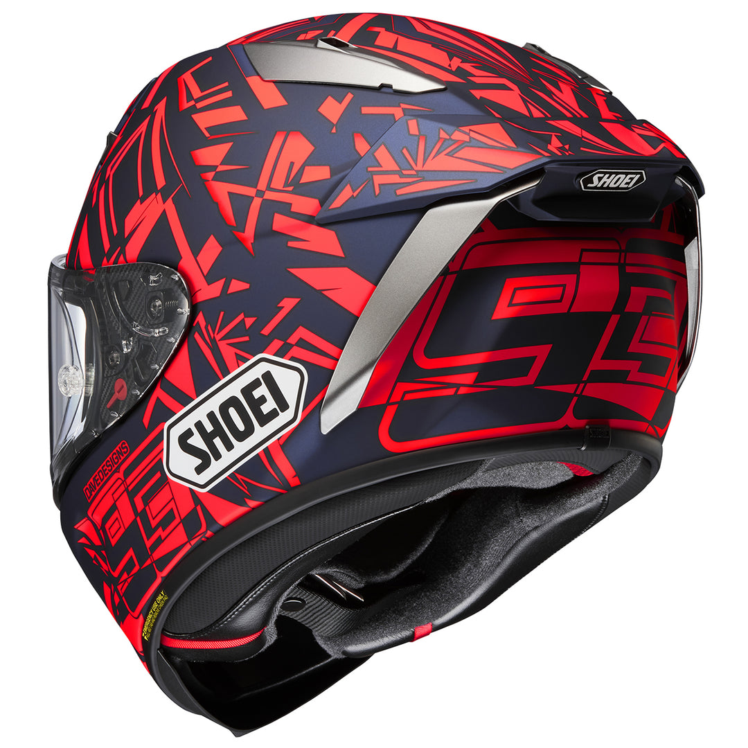 Shoei X-15 Marquez Dazzle Helmet TC-10 - Rear Side View