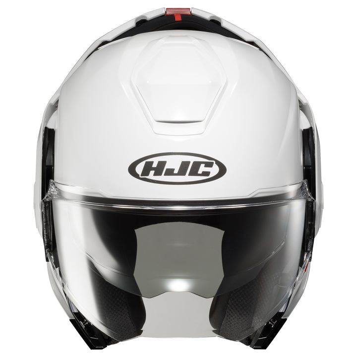 HJC i100 Solid Helmet White - Front View with Chin Bar Raised Back