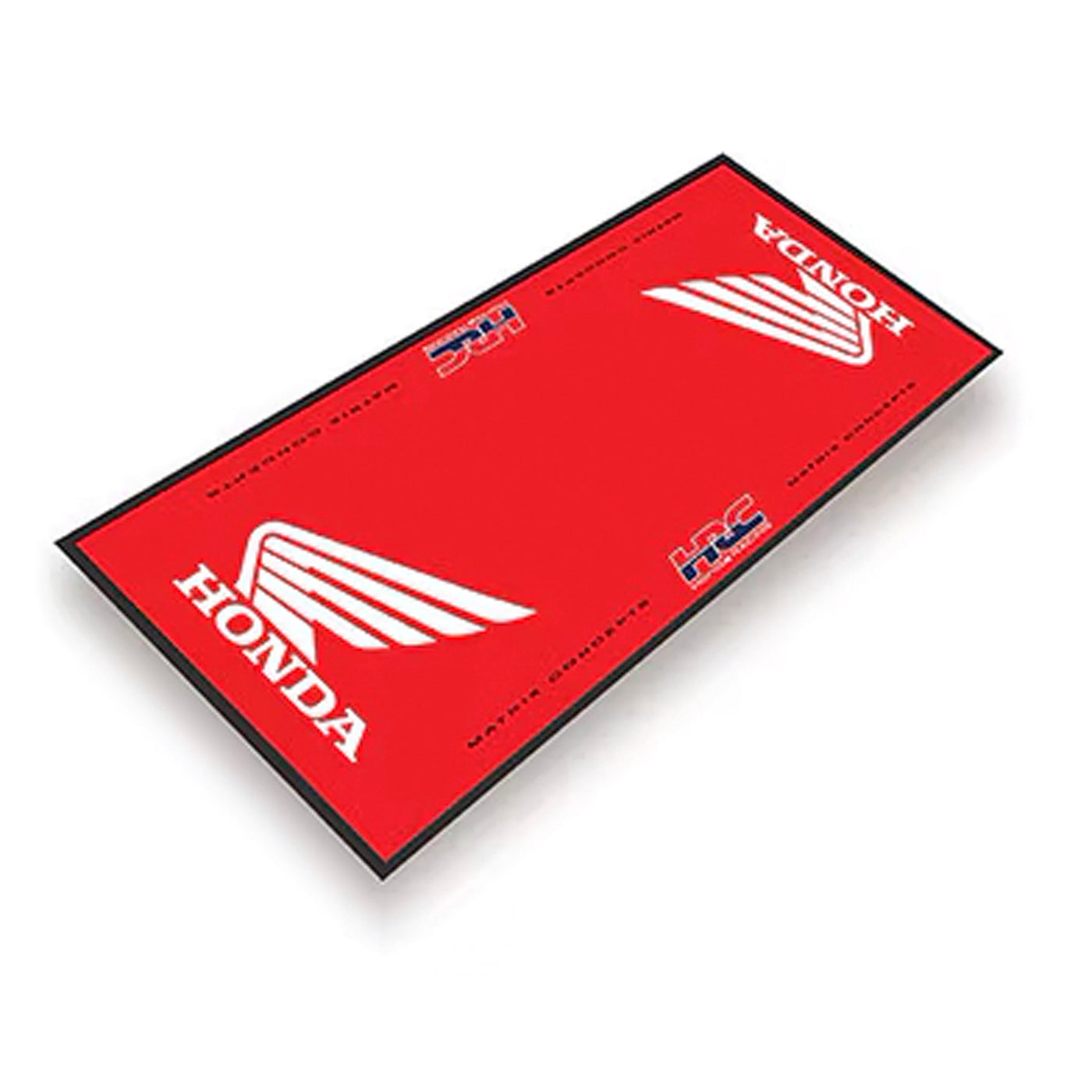 Honda HRC 3.5x7 Carpet Mat Red Wing - Angled View of Graphic