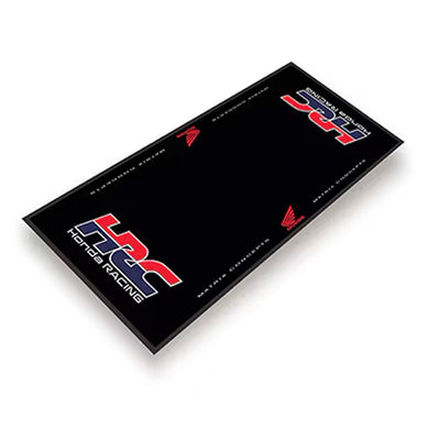 Honda HRC 3.5x7 Carpet Mat Black - Angled View of Graphic