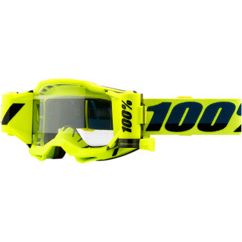 100% Accuri 2 Forecast Goggles Fluo Yellow - Front View with Side Strap