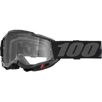 100% Accuri 2 Goggles - Clear Lens Black - Front View with Side Strap