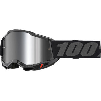 100% Accuri 2 Goggles - Mirror Lens Black/Silver Mirror - Front View with Side Strap