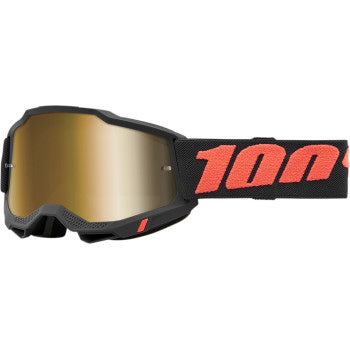 100% Accuri 2 Goggles - Mirror Lens Borego/Gold Mirror - Front View with Side Strap