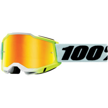100% Accuri 2 Goggles - Mirror Lens Dunder/Yellow Mirror - Front View with Side Strap