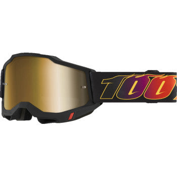 100% Accuri 2 Goggles - Mirror Lens El Diablo/True Gold Mirror - Front View with Side Strap