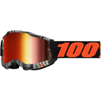 100% Accuri 2 Goggles - Mirror Lens Geospace/Red Mirror - Front View with Side Strap