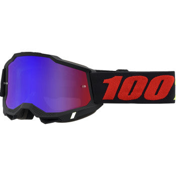 100% Accuri 2 Goggles - Mirror Lens Morphuis/Red/Blue Mirror - Front View with Side Strap