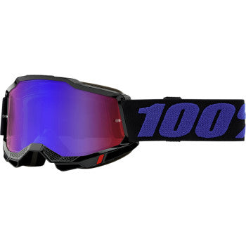 100% Accuri 2 Goggles - Mirror Lens Moore/Red/Blue Mirror - Front View with Side Strap