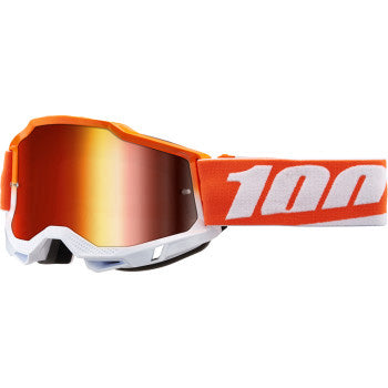 100% Accuri 2 Goggles - Mirror Lens Matigofun/Red Mirror - Front View with Side Strap