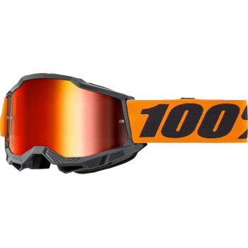 100% Accuri 2 Goggles - Mirror Lens Orange/Red Mirror - Front View with Side Strap