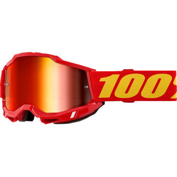 100% Accuri 2 Goggles - Mirror Lens Red/Red Mirror - Front View with Side Strap