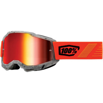 100% Accuri 2 Goggles - Mirror Lens Schrute/Red Mirror - Front View with Side Strap