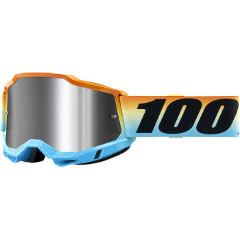 100% Accuri 2 Goggles - Mirror Lens Sunset/Silver Mirror - Front View with Side Strap