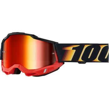 100% Accuri 2 Goggles - Mirror Lens Stamino 2/Red Mirror - Front View with Side Strap