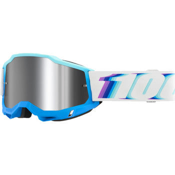 100% Accuri 2 Goggles - Mirror Lens Stamino/Silver Flash Mirror - Front View with Side Strap