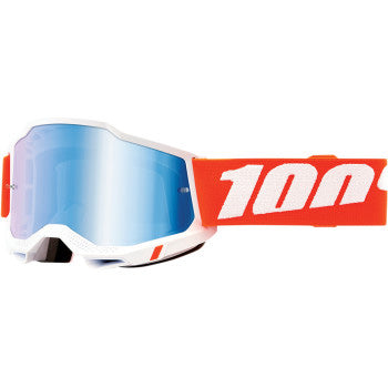 100% Accuri 2 Goggles - Mirror Lens Sevastopol/Blue Mirror - Front View with Side Strap