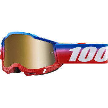 100% Accuri 2 Goggles - Mirror Lens Unity/True Gold Mirror - Front View with Side Strap