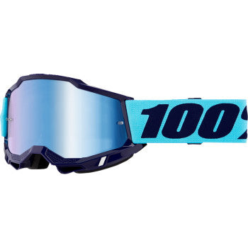 100% Accuri 2 Goggles - Mirror Lens Vaulter/Blue Mirror - Front View with Side Strap