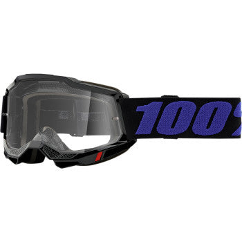 100% Accuri 2 Goggles - Clear Lens Moore - Front View with Side Strap