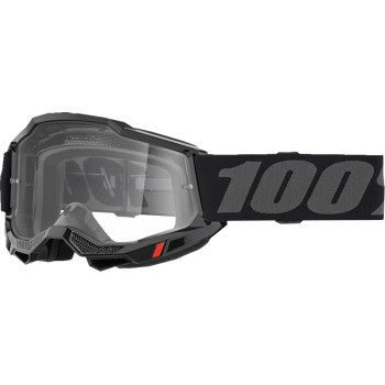 100% Accuri 2 Goggles - Over the Glasses (OTG) Black - Front View with Side Strap