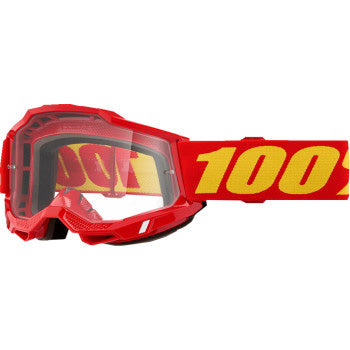 100% Accuri 2 Goggles - Over the Glasses (OTG) Red - Front View with Side Strap