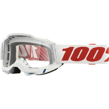 100% Accuri 2 Goggles - Clear Lens Pure - Front View with Side Strap