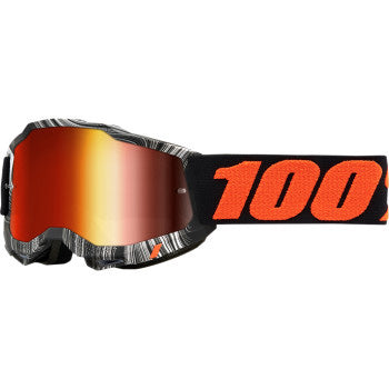 100% Accuri 2 Junior Goggles - Mirror Lens Geospace/Red Mirror - Front View with Side Strap