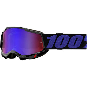 100% Accuri 2 Junior Goggles - Mirror Lens Moore/Red/Blue Mirror - Front View with Side Strap