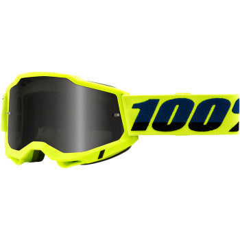 100% Accuri 2 Sand Goggles - Smoke Lens Fluo Yellow - Front View with Side Strap