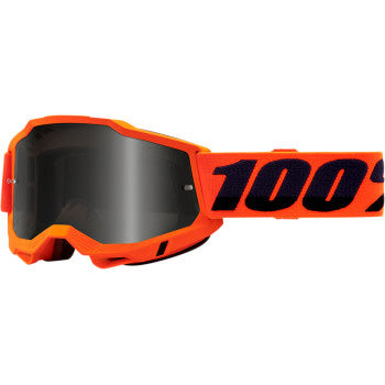 100% Accuri 2 Sand Goggles - Smoke Lens Neon Orange - Front View with Side Strap