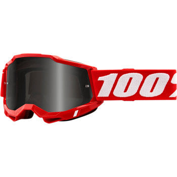100% Accuri 2 Sand Goggles - Smoke Lens Red - Front View with Side Strap