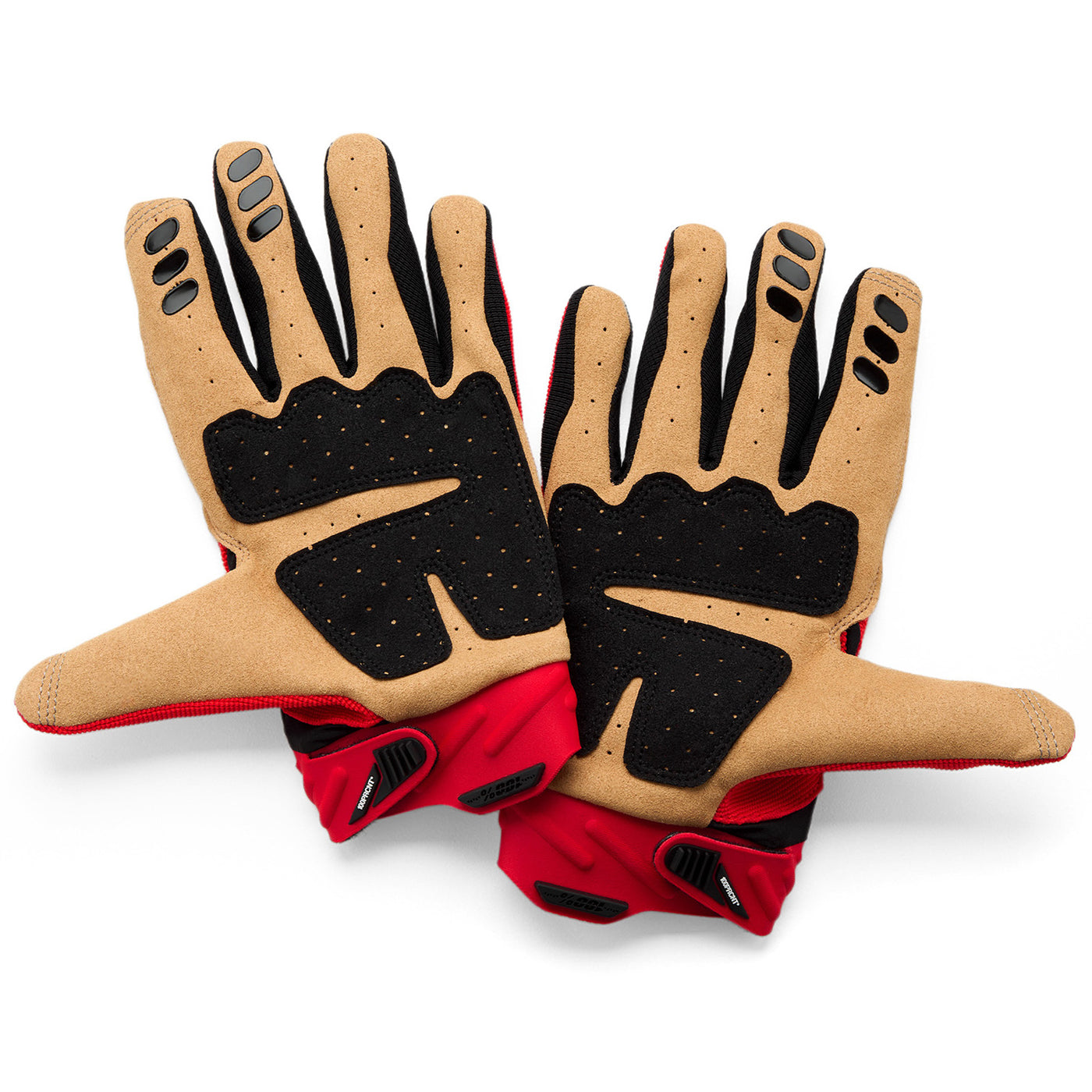 100% Airmatic 2 Gloves Red/Black - Palm View of Pair
