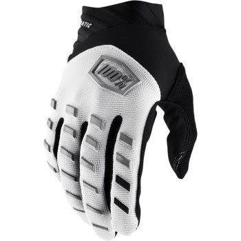 100% Men's Airmatic Glove White - Back of Hand View