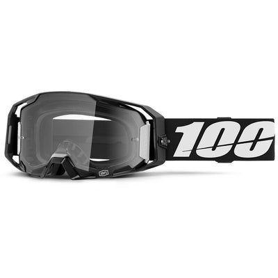 100% ARmatic Goggles - Clear Lens Black - Front View with Side Strap