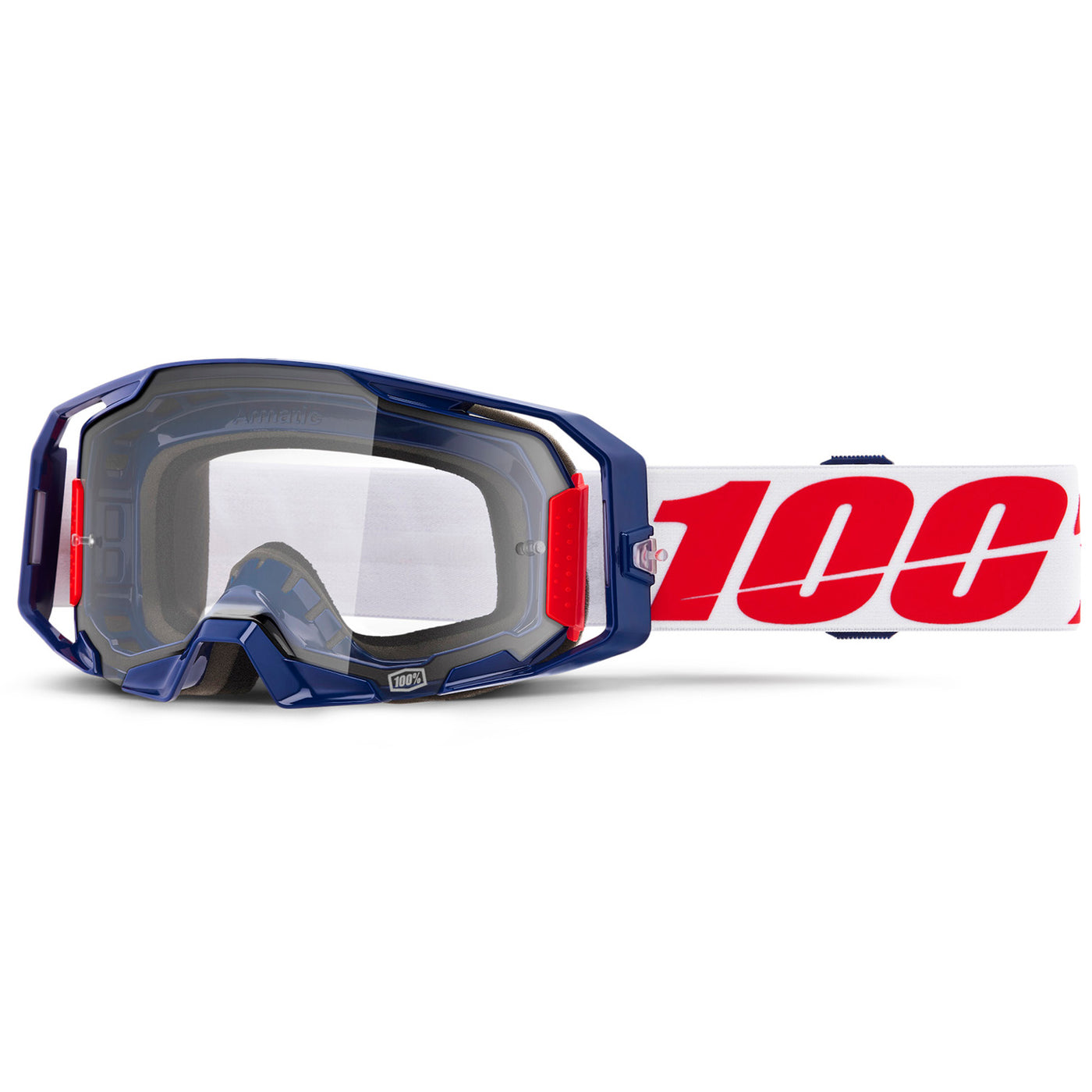 100% ARmatic Goggles - Clear Lens Mach Z - Front View with Side Strap