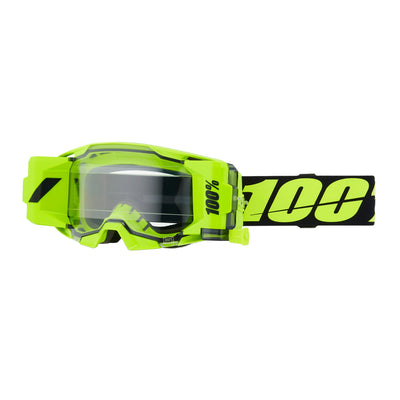 100% ARmatic Forecast Goggles Neon Yellow - Front View with Side Strap