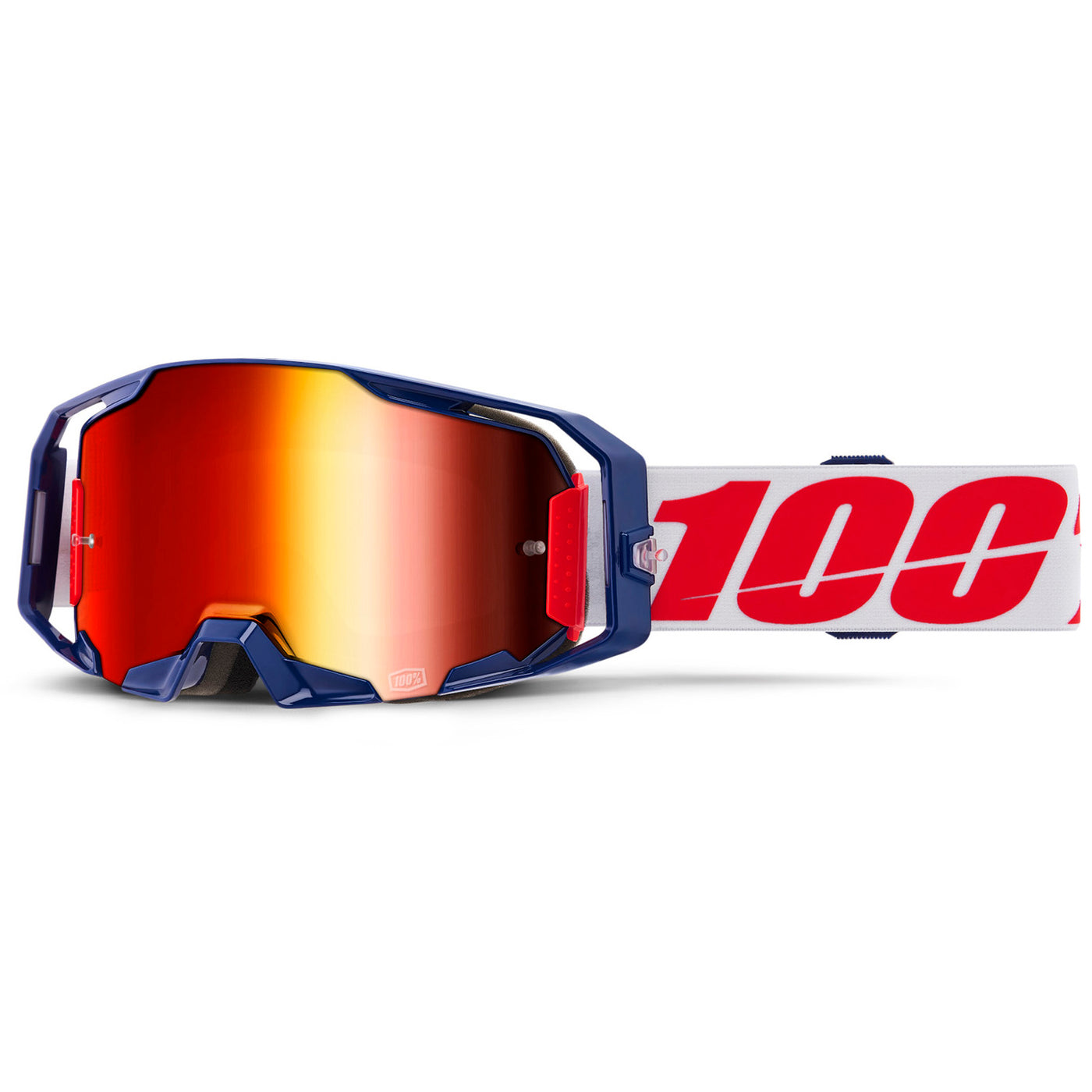 100% ARmatic Goggles - Mirrored Lens Mach Z/Mirror Red - Front View with Side Strap