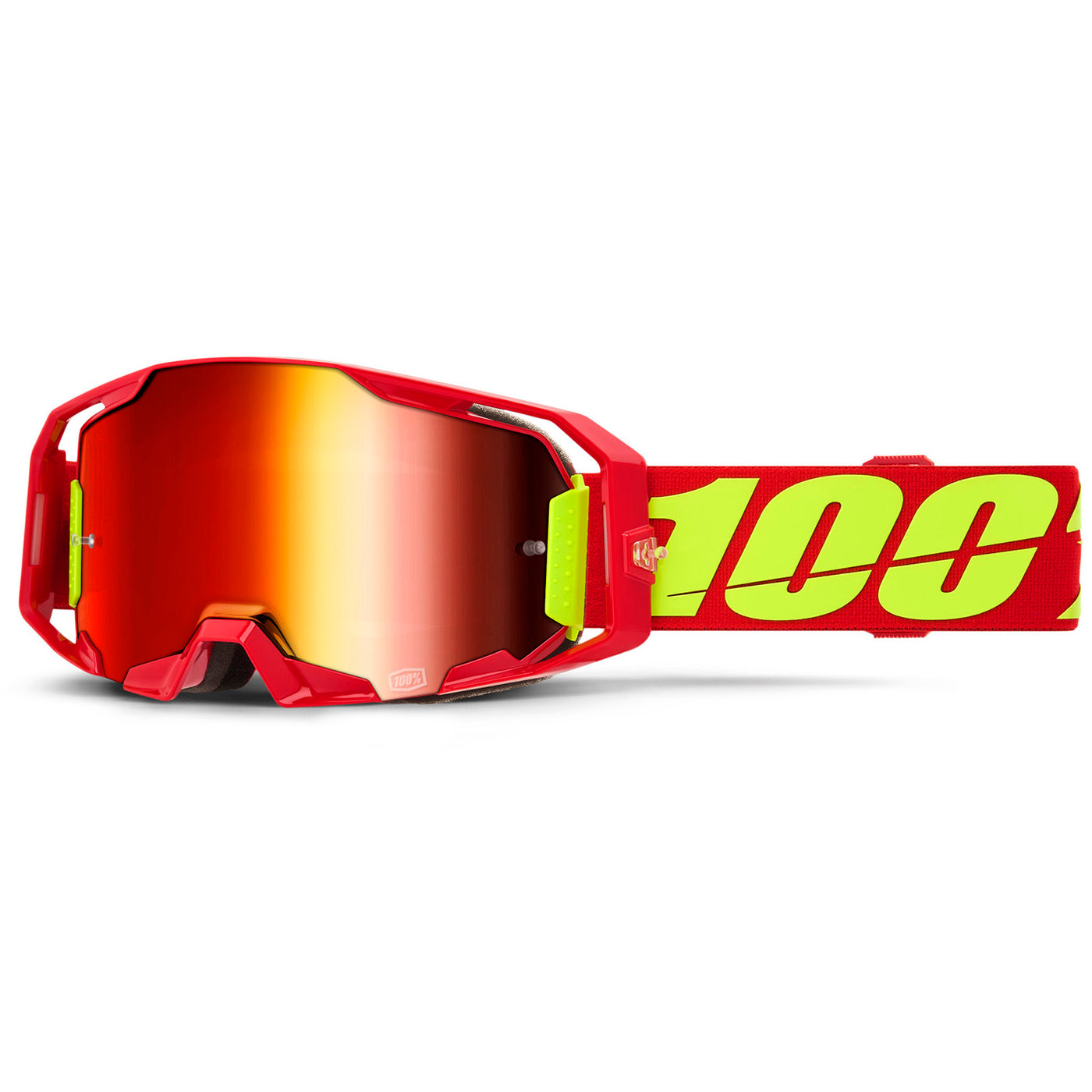 100% ARmatic Goggles - Mirrored Lens Red/Mirror Red - Front View with Side Strap