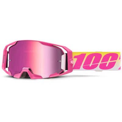 100% ARmatic Goggles - Mirrored Lens Sellars/Mirror Pink - Front View with Side Strap