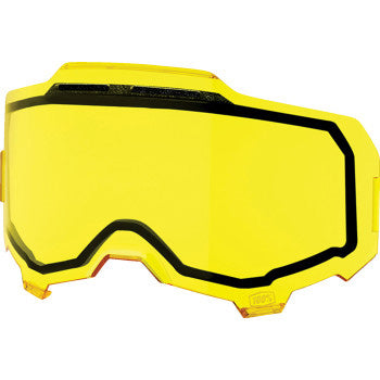 100% Armega Dual Pane Vented Replacement Lens Yellow - Front Side View