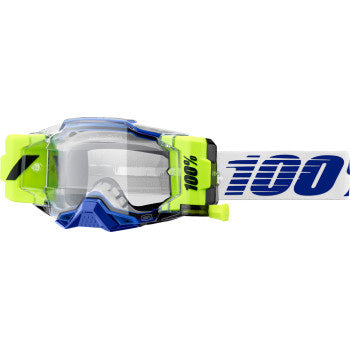 100% Armega Forecast Goggles Blue - Front View with Side Strap