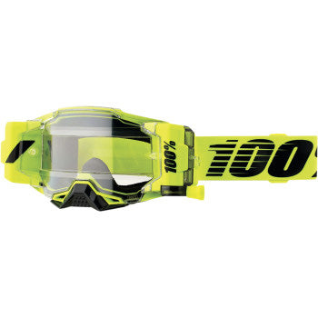 100% Armega Forecast Goggles Nuclear Citrus - Front View with Side Strap