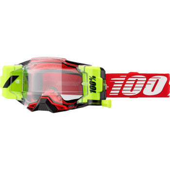 100% Armega Forecast Goggles Red - Front View with Side Strap