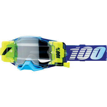 100% Armega Forecast Goggles Royal - Front View with Side Strap