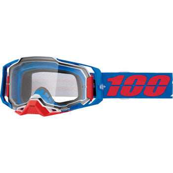 100% Armega Goggles - Clear Lens Ironclad - Front View with Side Strap