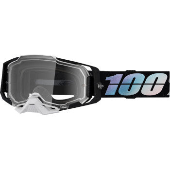 100% Armega Goggles - Clear Lens Krisp - Front View with Side Strap