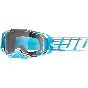 100% Armega Goggles - Clear Lens Oversized Sky - Front View with Side Strap