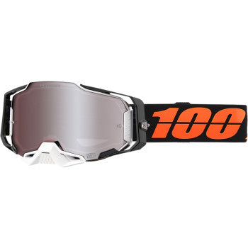 100% Armega Goggles - HiPER Lens Blacktail/HiPER Silver Mirror - Front View with Side Strap