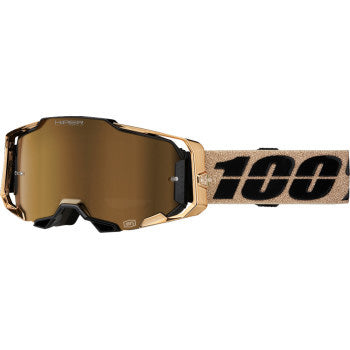 100% Armega Goggles - HiPER Lens Bronze/HiPER Bronze Mirror - Front View with Side Strap